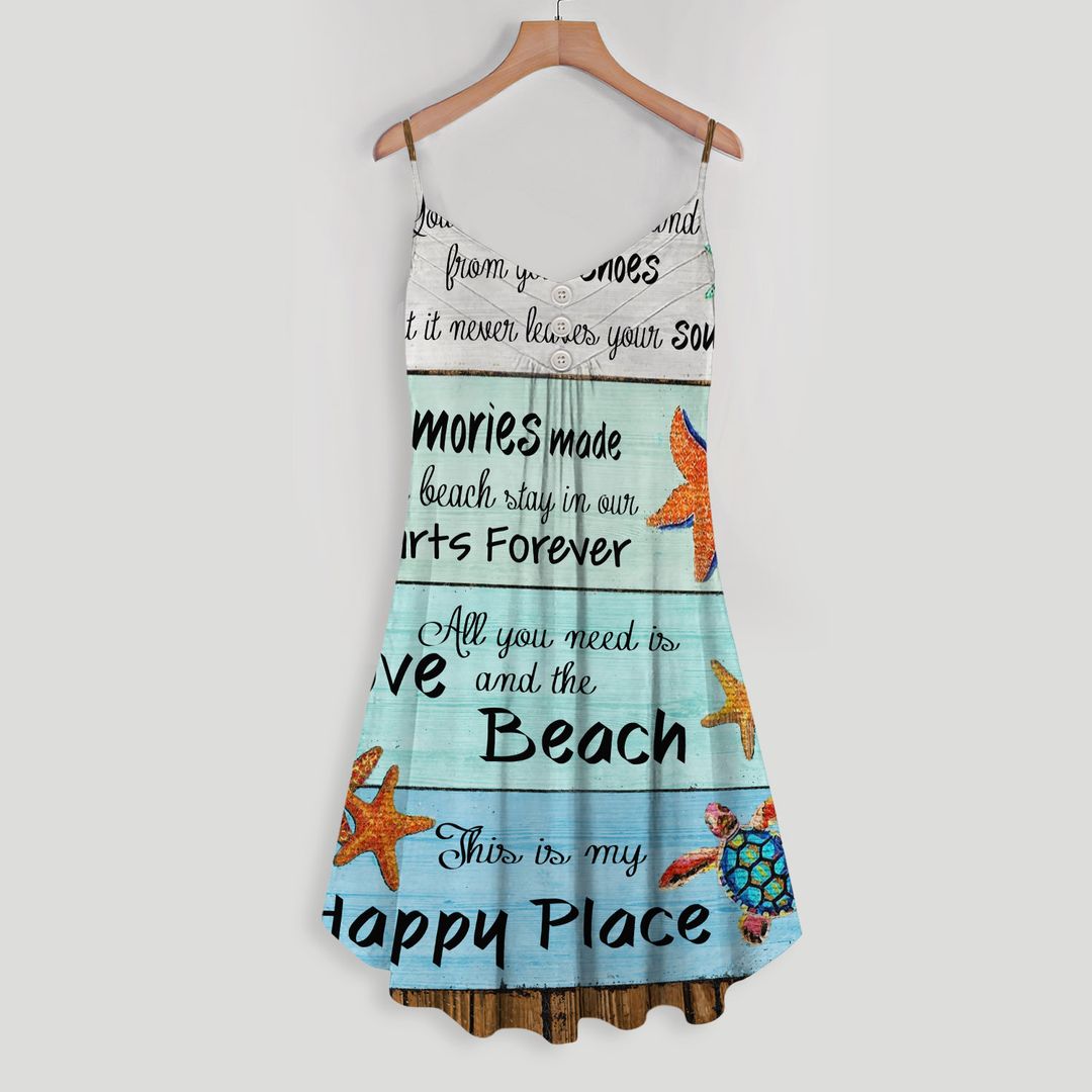Ocean This Is My Place Spaghetti Strap Summer Dress | Women Sleeveless V Neck Mini Dress