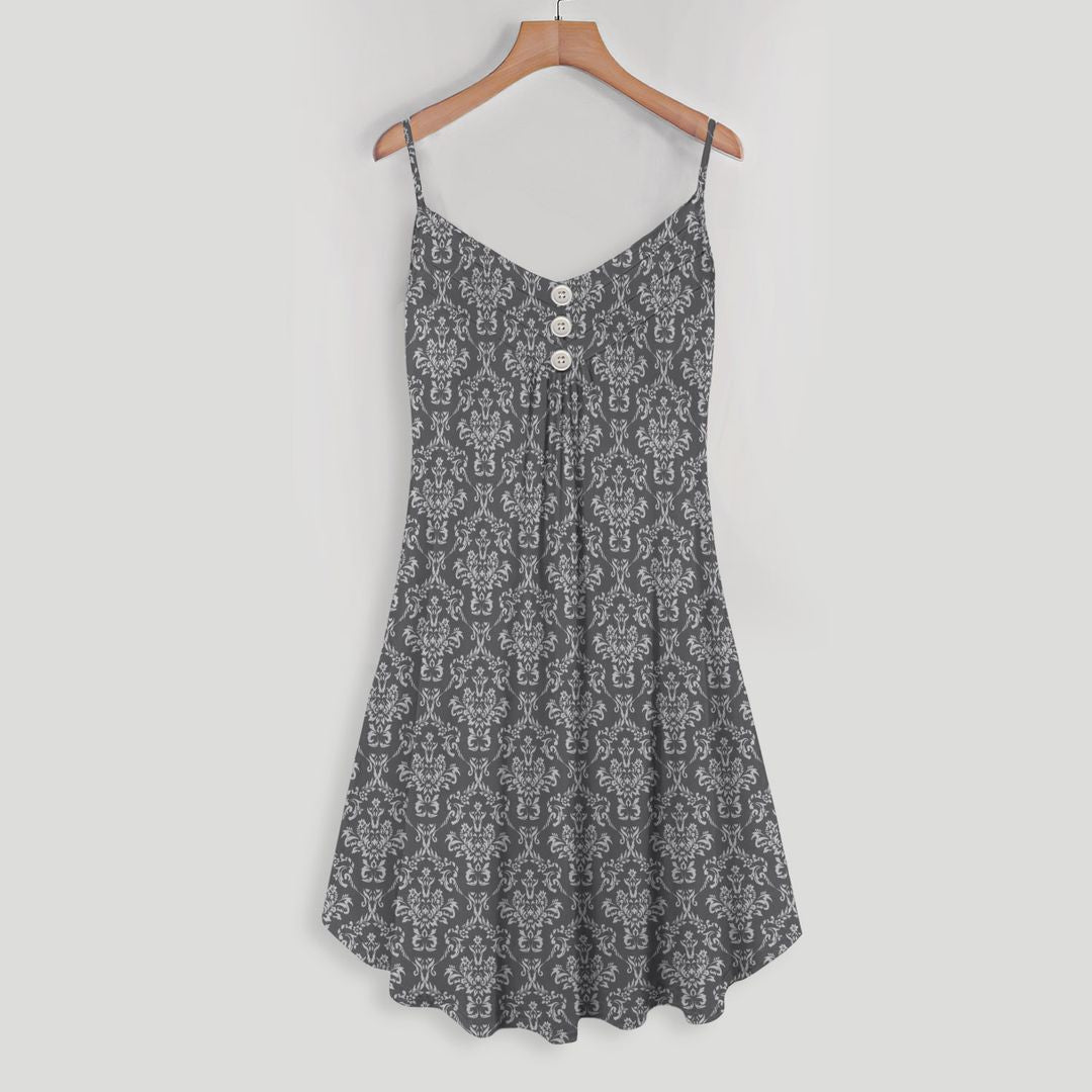 Gray Lover Seamless Spaghetti Strap Summer Dress | Women Sleeveless V Neck Mini Dress