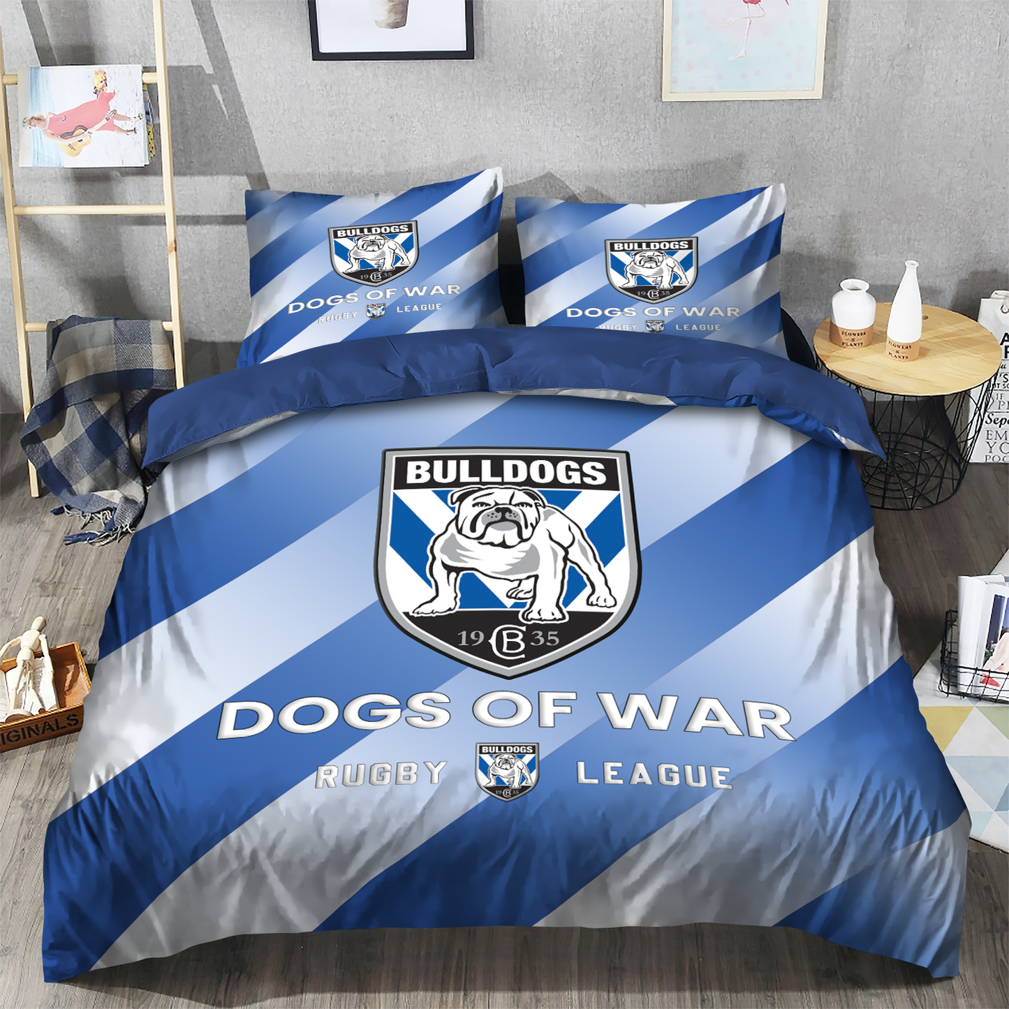 Canterbury-Bankstown Bulldogs NRL 2025 Dogs Of War Bedding Set TM NTA V1