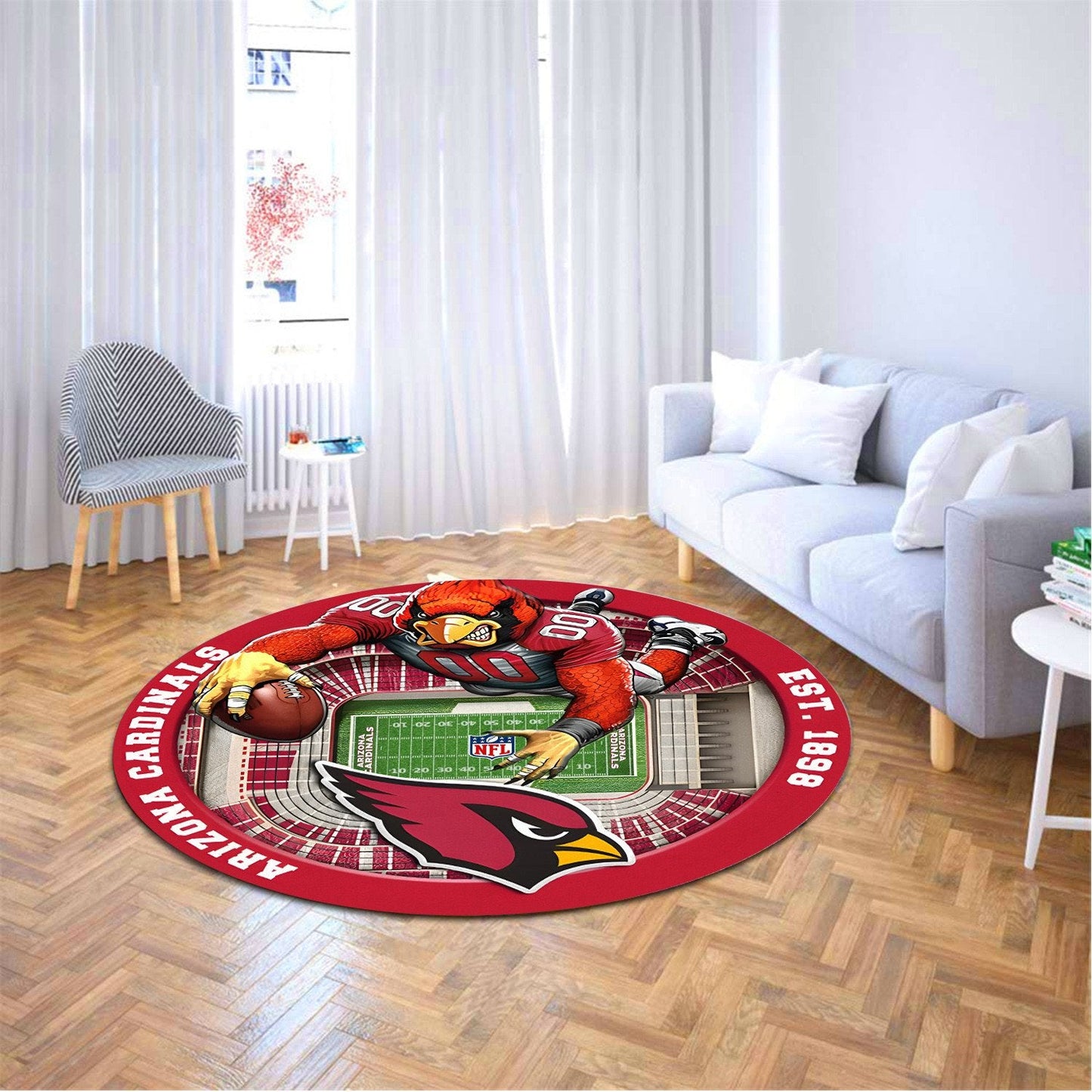 ARI x NFL Luxury 3D Round Rug DatND DVT