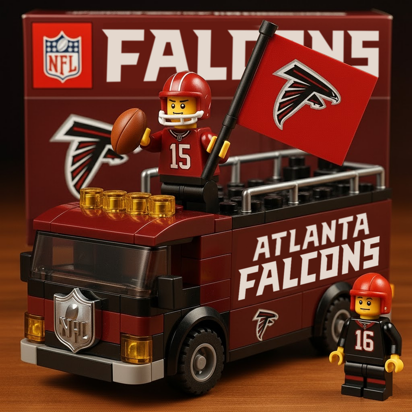 ATL X NFL Building Blocks Bus Toy Set DatND DVT