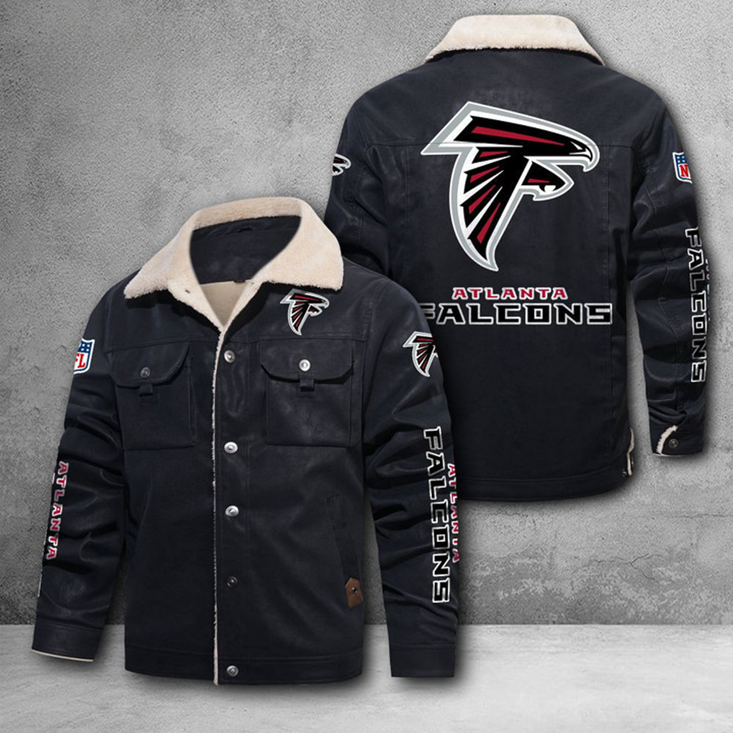 ATL X NFL LEATHER JACKET DATND THUONGNH