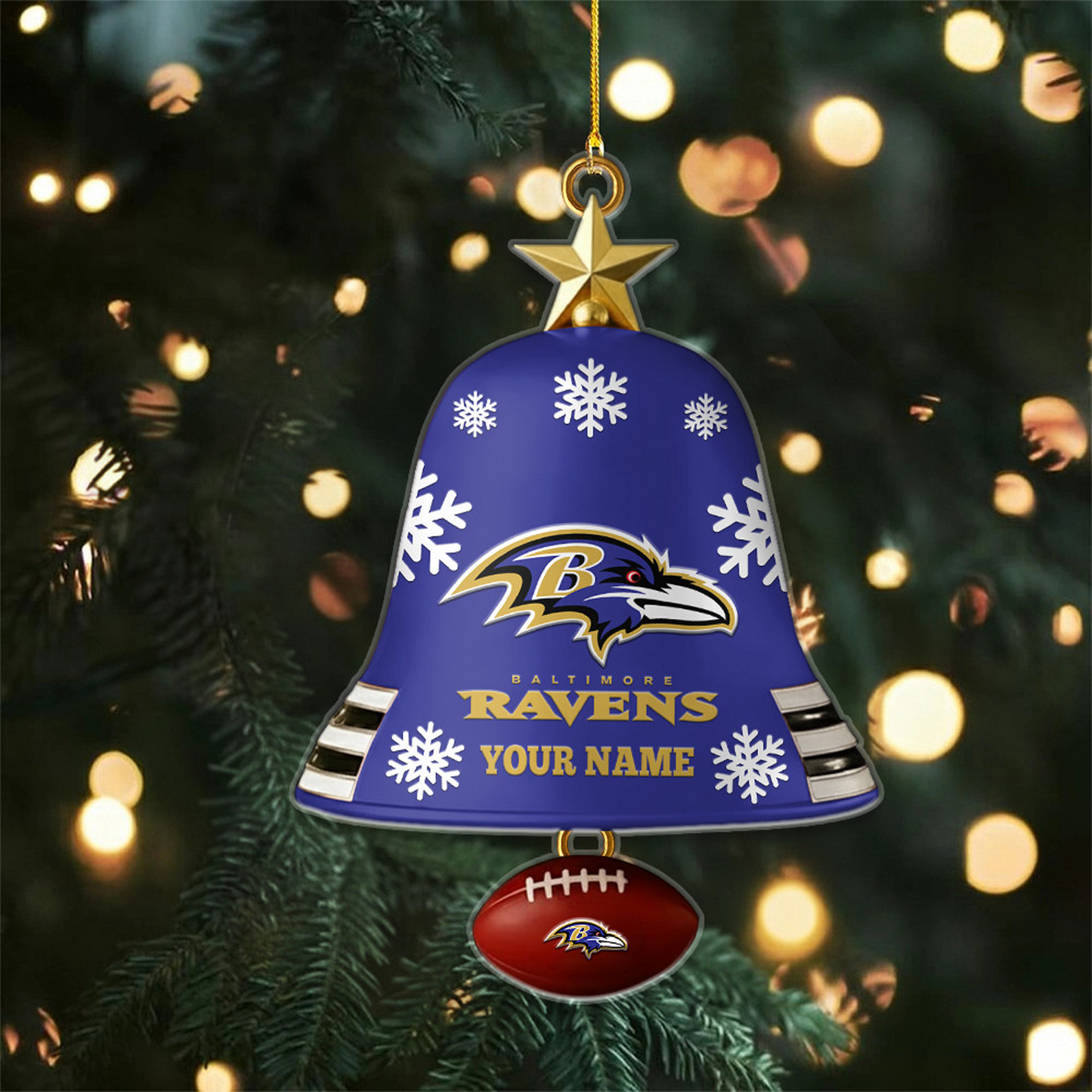BAL x NFL Christmas Bell Ornament Custom Any Name DatND DVT
