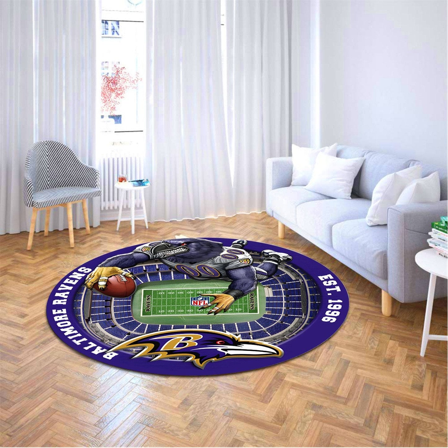 BAL x NFL Luxury 3D Round Rug DatND DVT