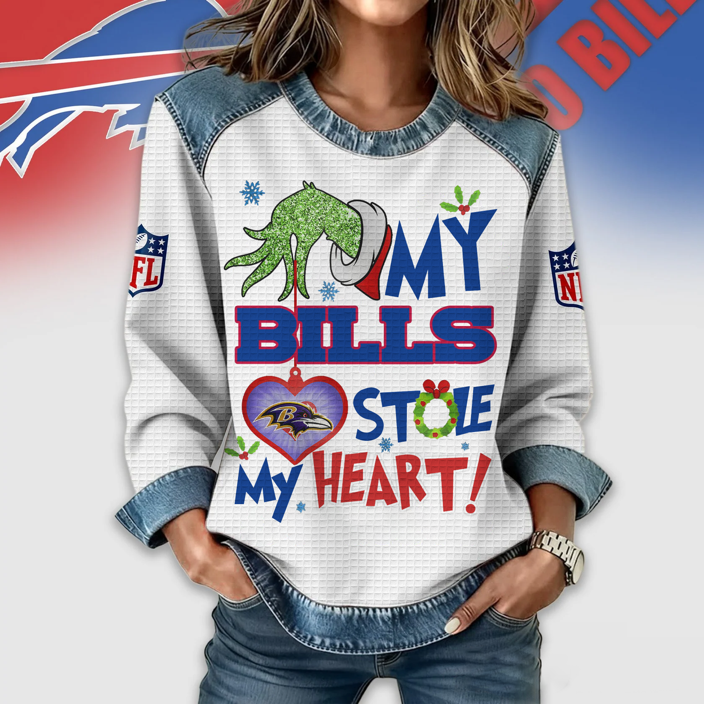 BB Premium NFL Grinch Women‘s Casual Sweatshirt DDT 081125 NTL