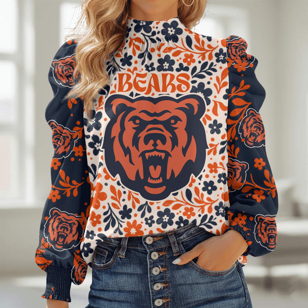 CHI NFL Women Puff Sleeve Blouse DDT NTL