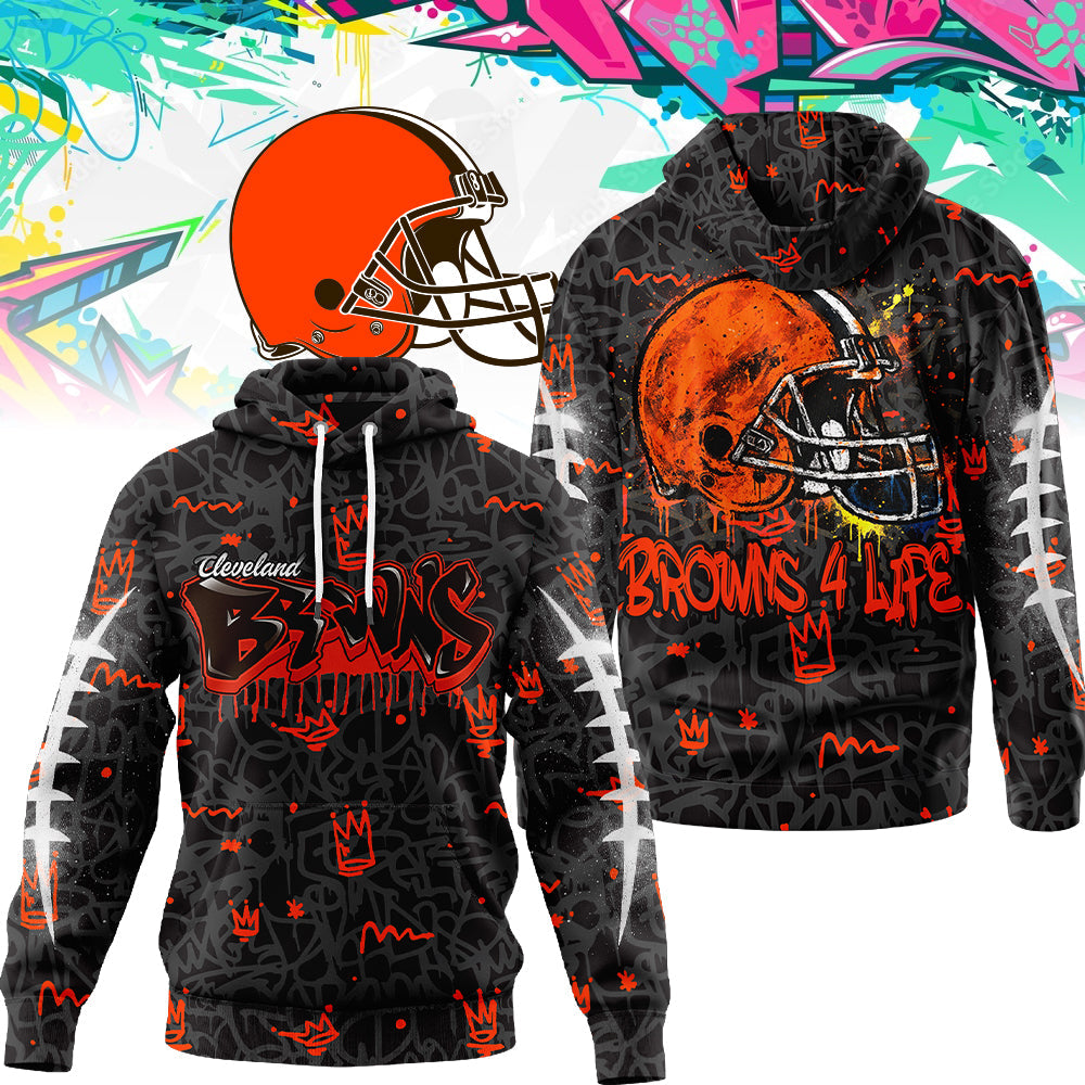 CLE Premium NFL Special Graffiti My Team 4 Life Hoodie DatND DVT