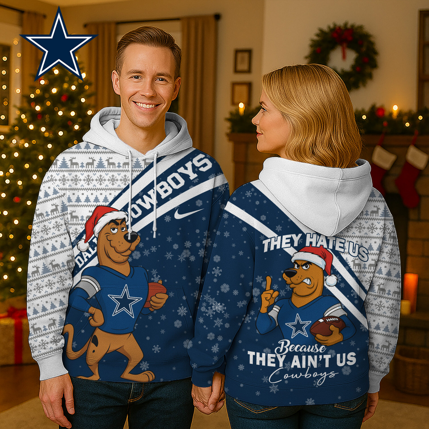 DC Premium NFL Funny Christmas Scooby Doo 3D Hoodie DDT CTND