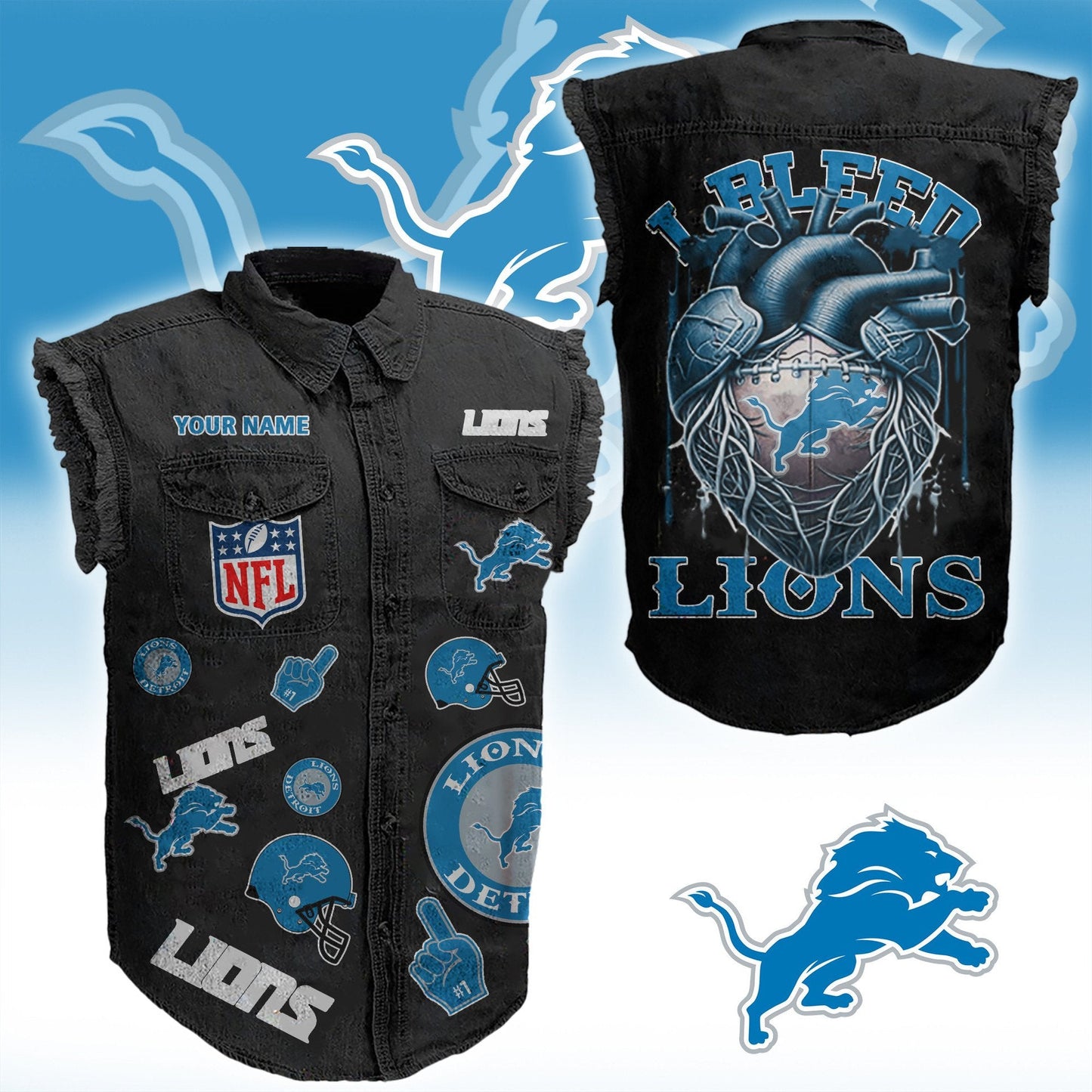 DL NFL Personalize Sleeveless Denim Jacket For Fan DDT CTND