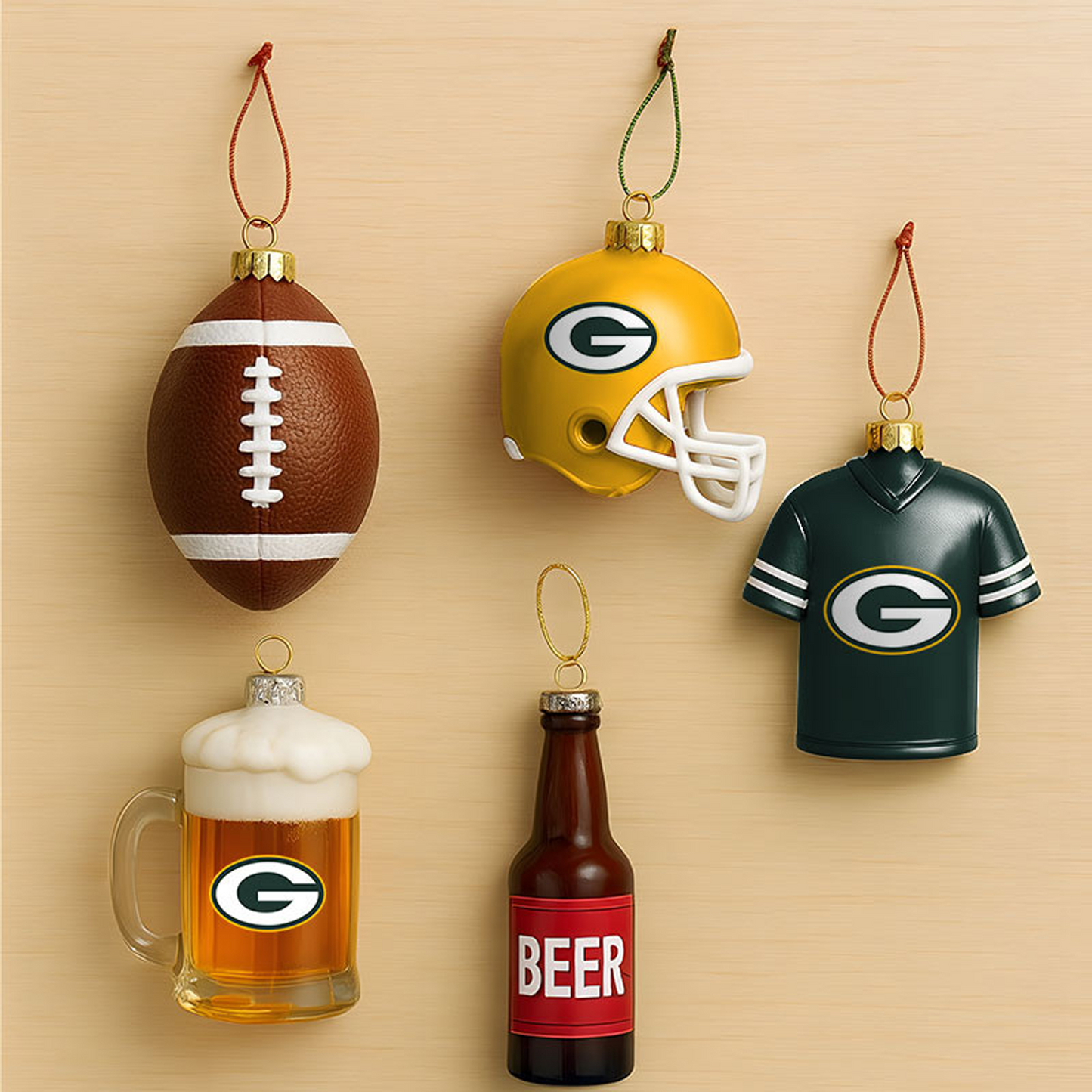 GB x NFL Football Combo Set 5 Acrylic Ornament For Home Decor DatND DVT