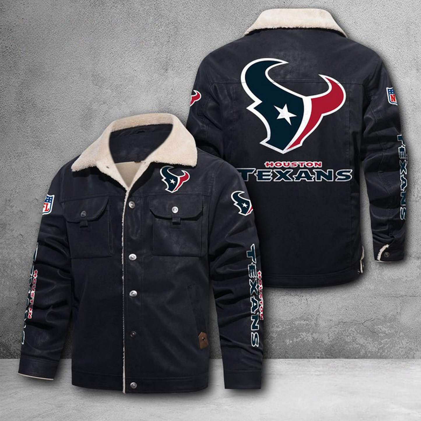 HOU X NFL LEATHER JACKET DATND THUONGNH