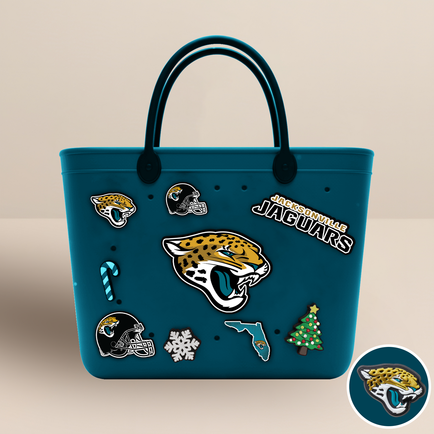 JAC x NFL Rubber Tote Bag with Team Charms DATND TANTD