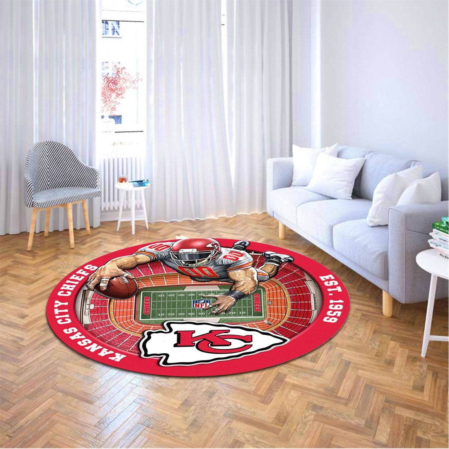 KC x NFL Luxury 3D Round Rug DatND DVT