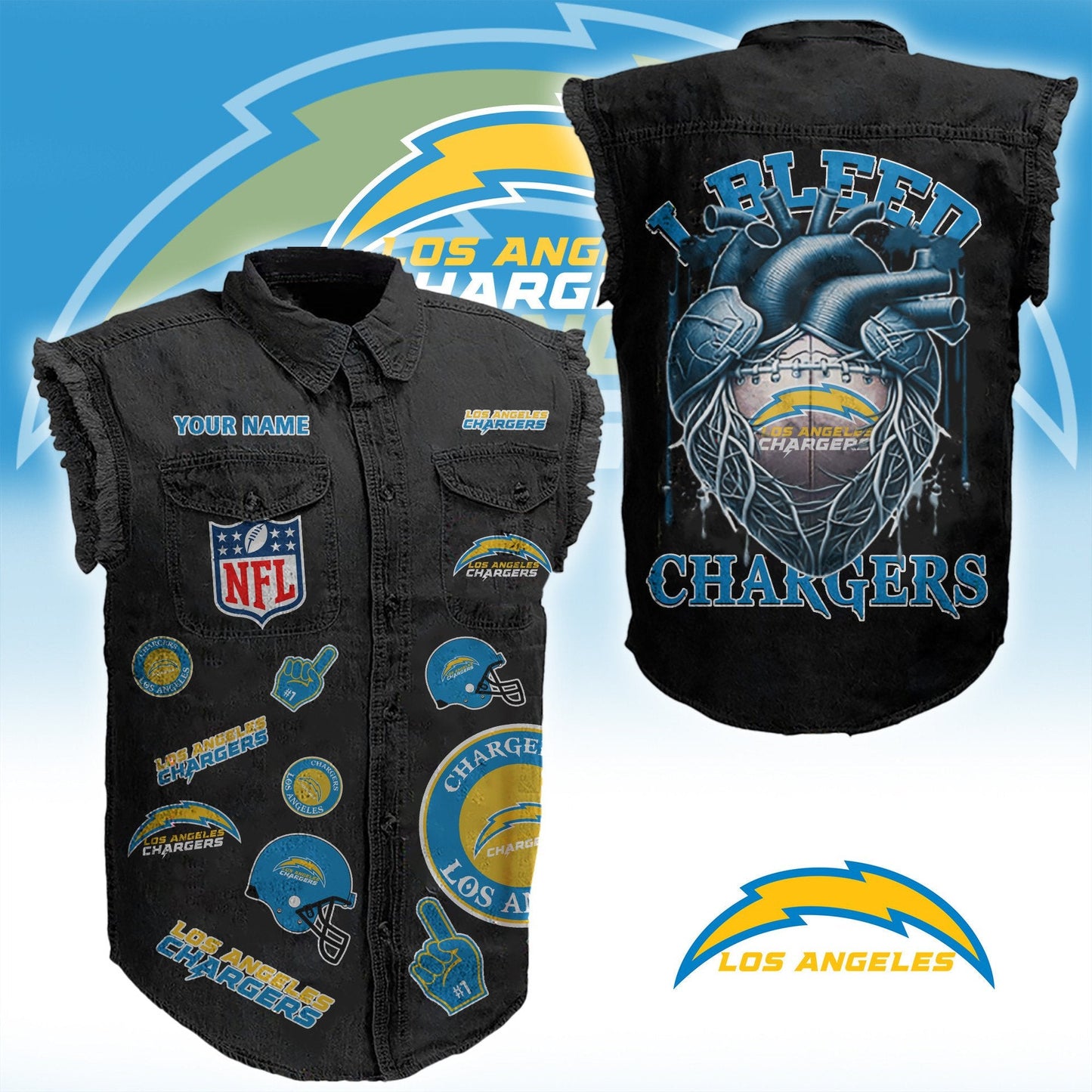 LAC NFL Personalize Sleeveless Denim Jacket For Fan DDT CTND