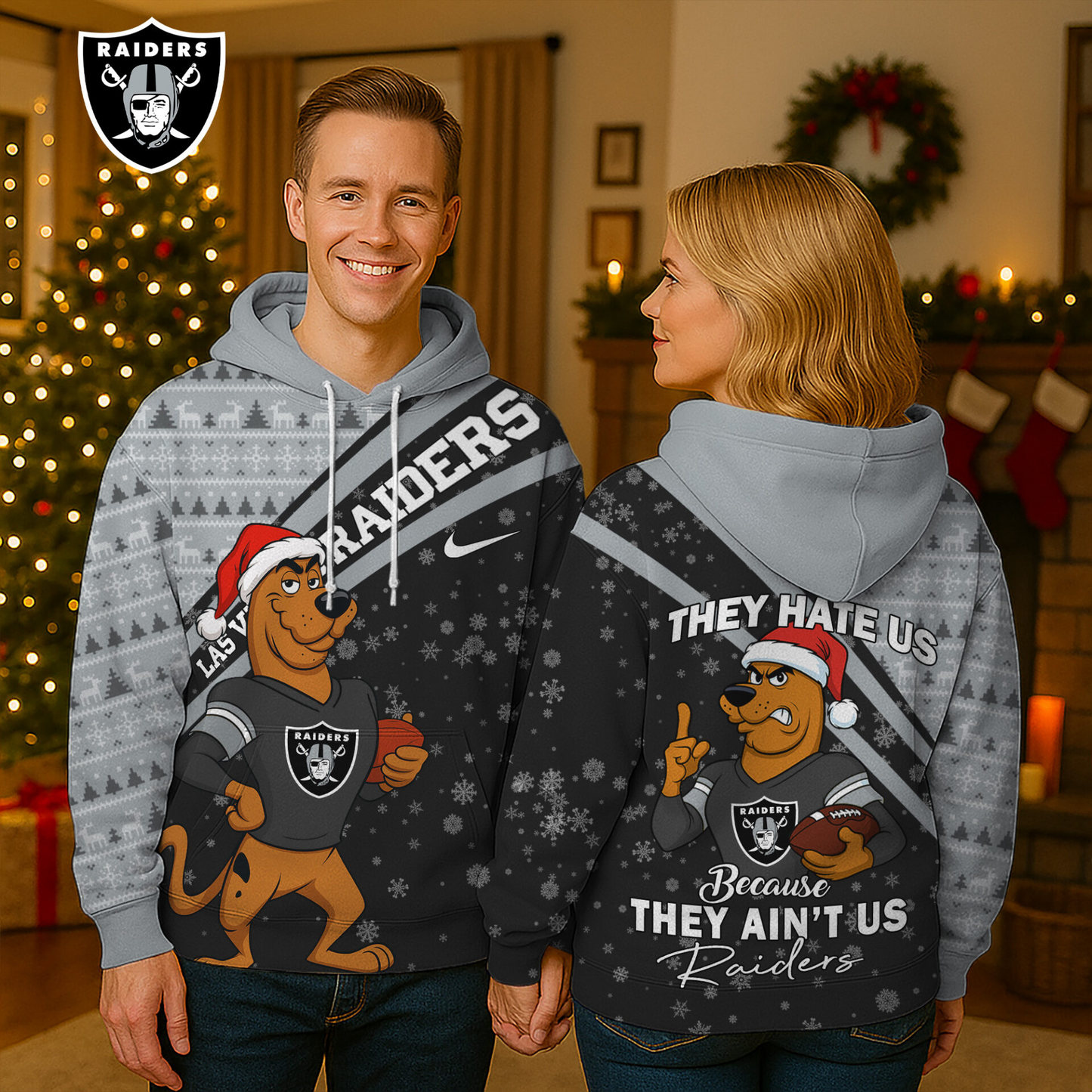 LVR Premium NFL Funny Christmas Scooby Doo 3D Hoodie DDT CTND