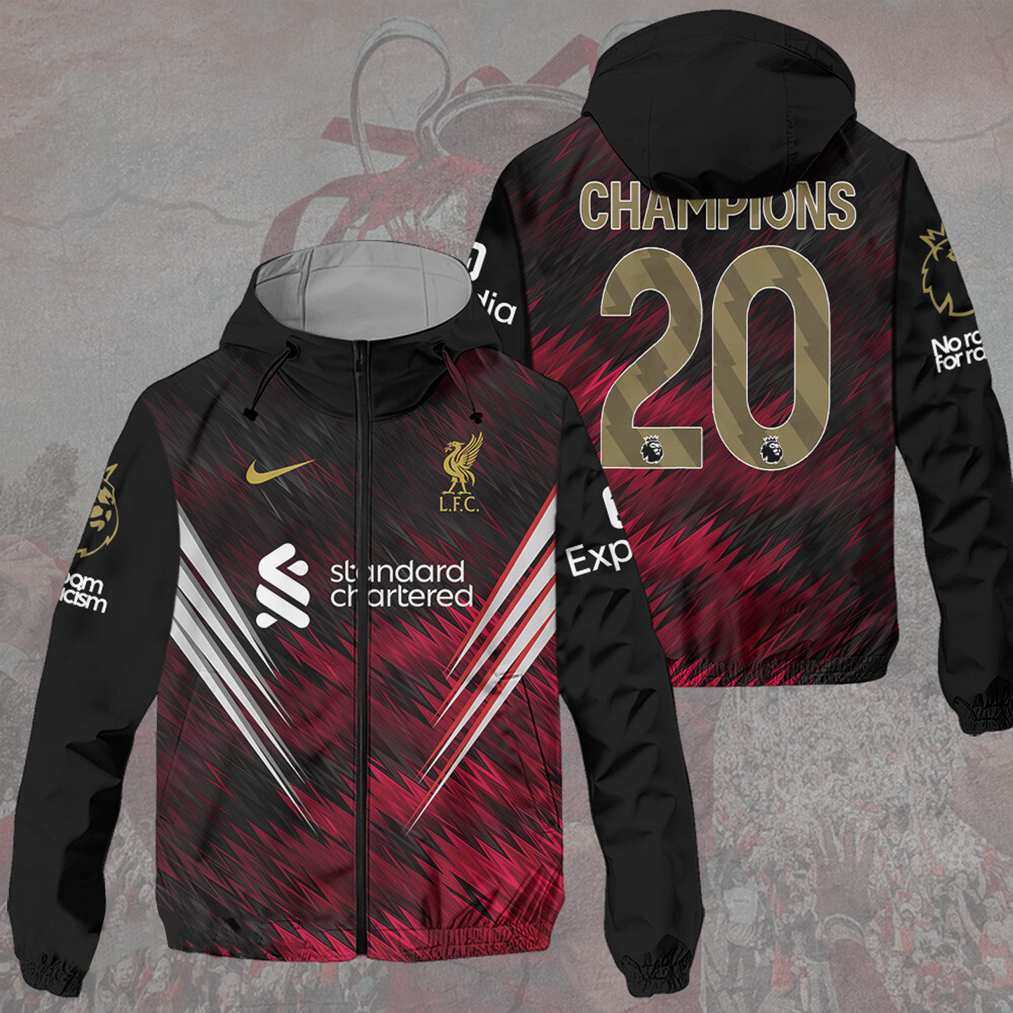 Liverpool FC Personalized Name And Number 3D Windbreaker Jacket V2 NDD