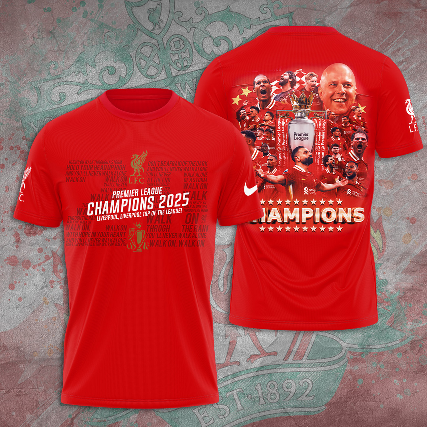 Liverpool Premier League Champions 2024-25 Season Tshirt V11 NDD