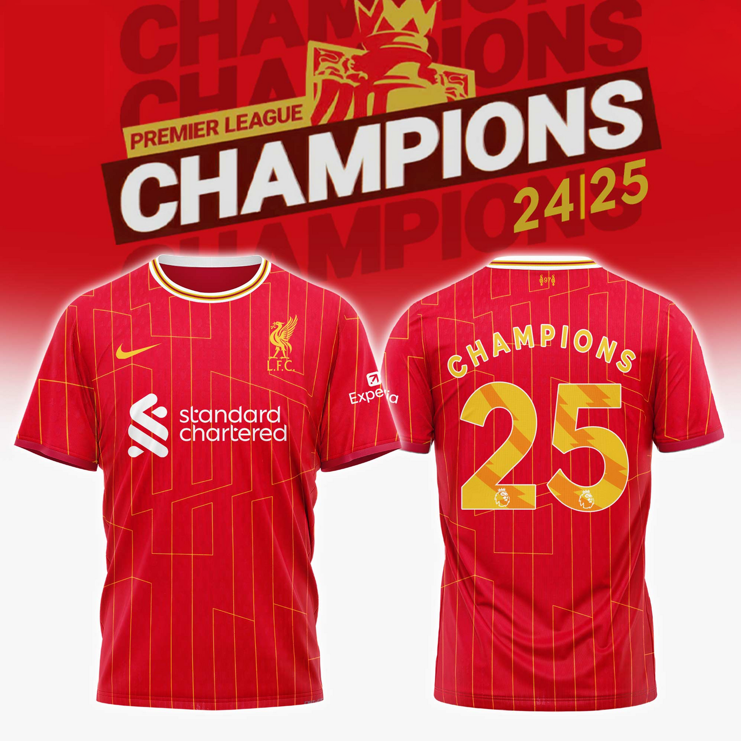 Liverpool Premier League Champions 2024-25 Season Tshirt V2 NDD