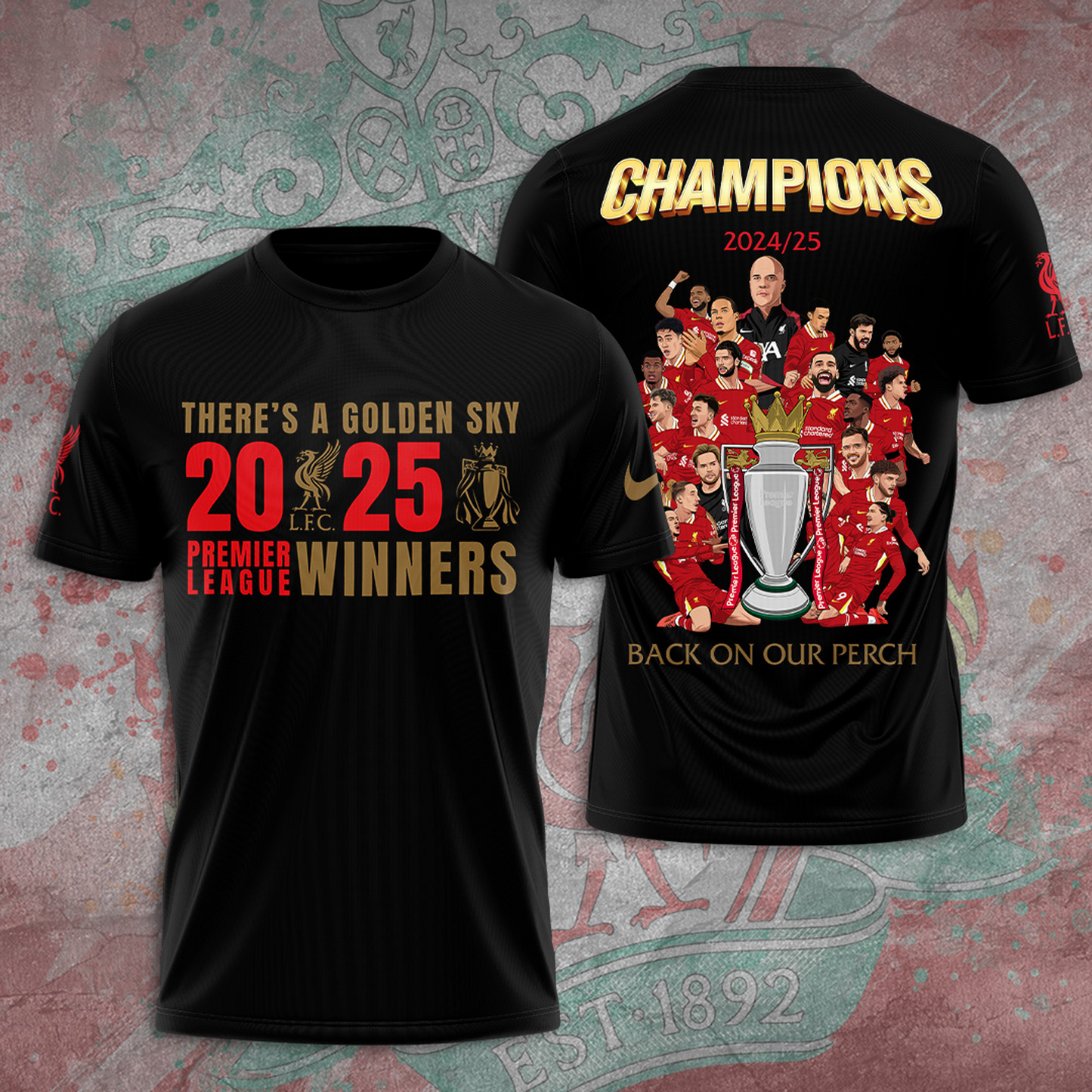 Liverpool Premier League Champions 2024-25 Season Tshirt V8 NDD
