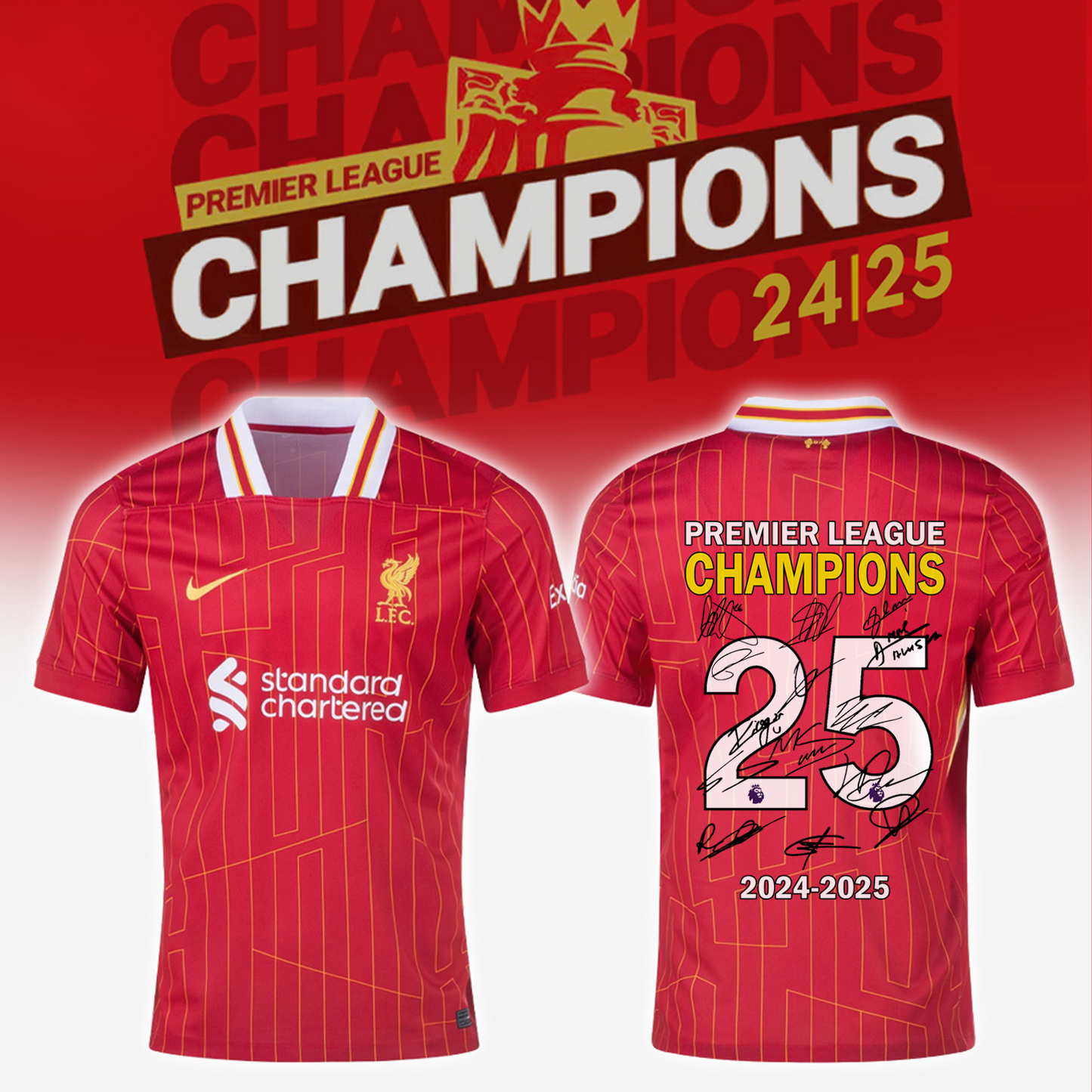 Liverpool Premier League Champions 2024-25 Season Tshirt V6 NDD