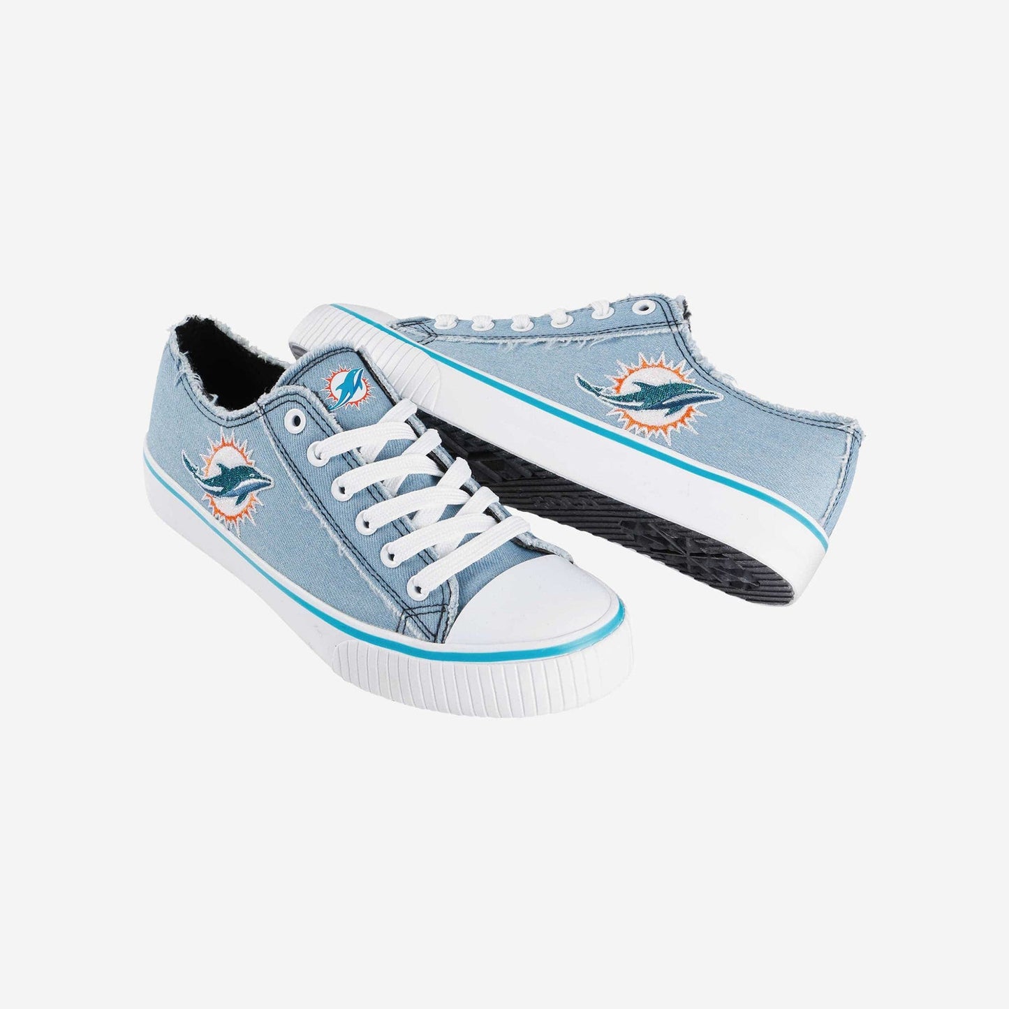 Miami Dolphins Womens Denim Low Top Canvas Shoes NDD