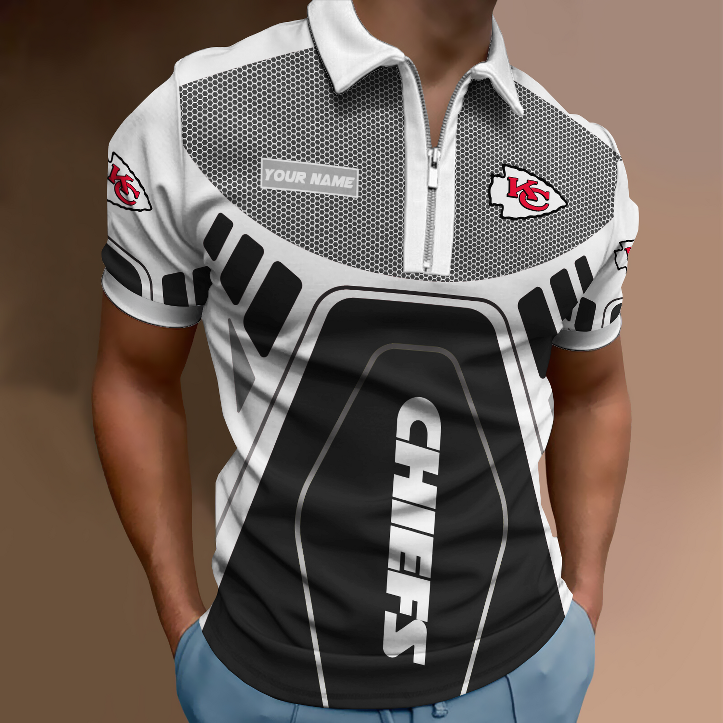 NFL Kansas City Chiefs Zipper Polo Shirt NDD