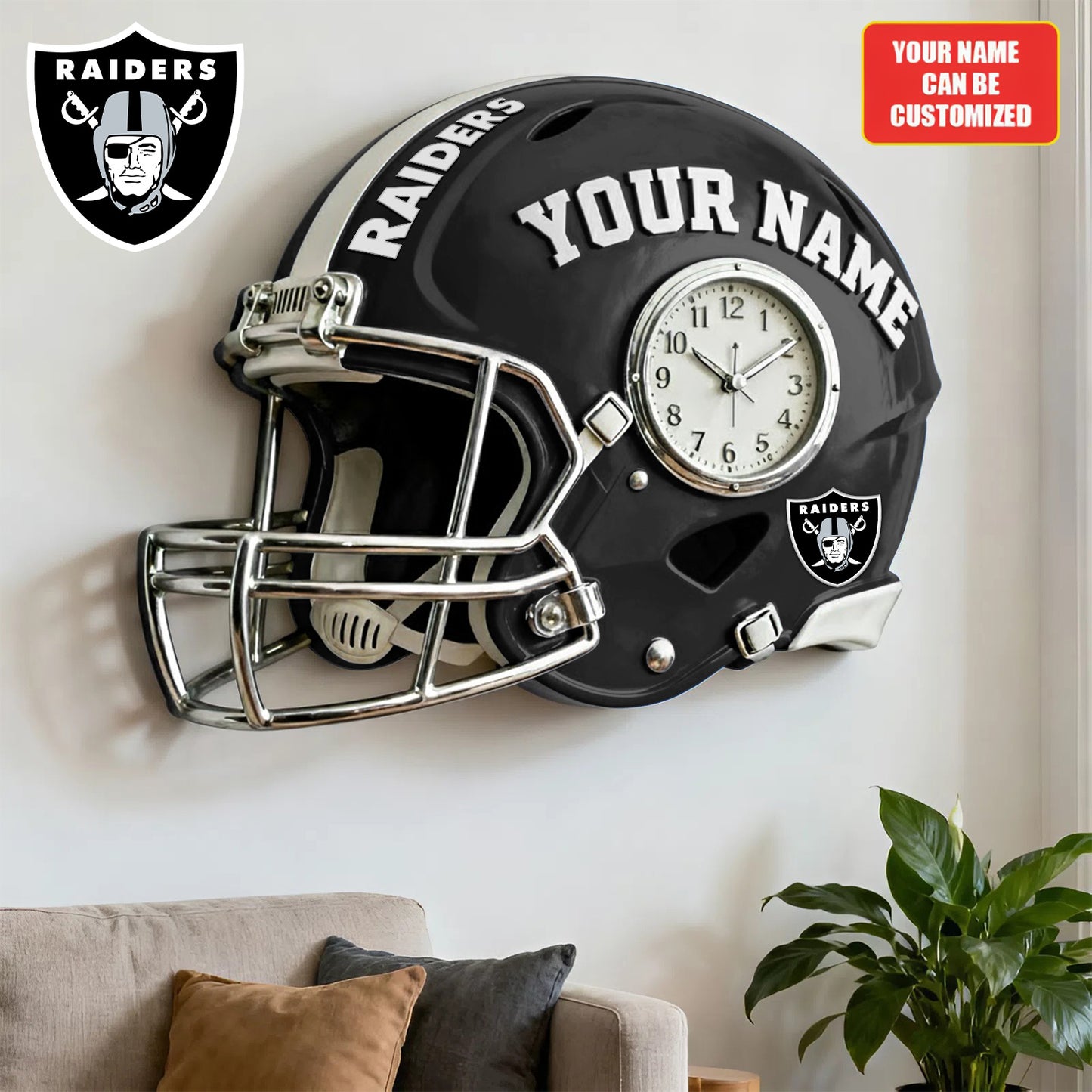 NFL LR Personalized American football helmet sculpture clock 08112025 V1 NAK NHM