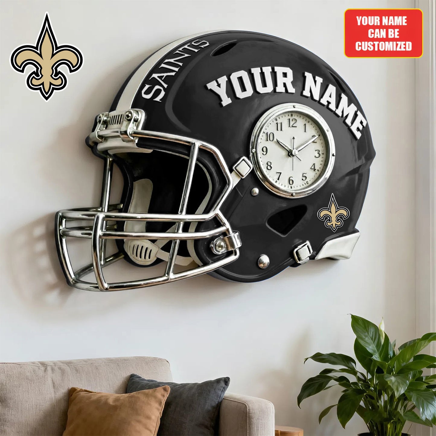 NFL NS Personalized American football helmet sculpture clock 08112025 V1 NAK NHM
