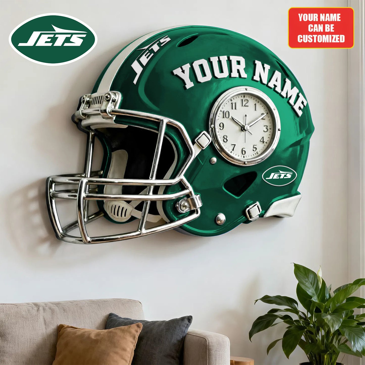 NFL NYJ Personalized American football helmet sculpture clock 08112025 V1 NAK NHM