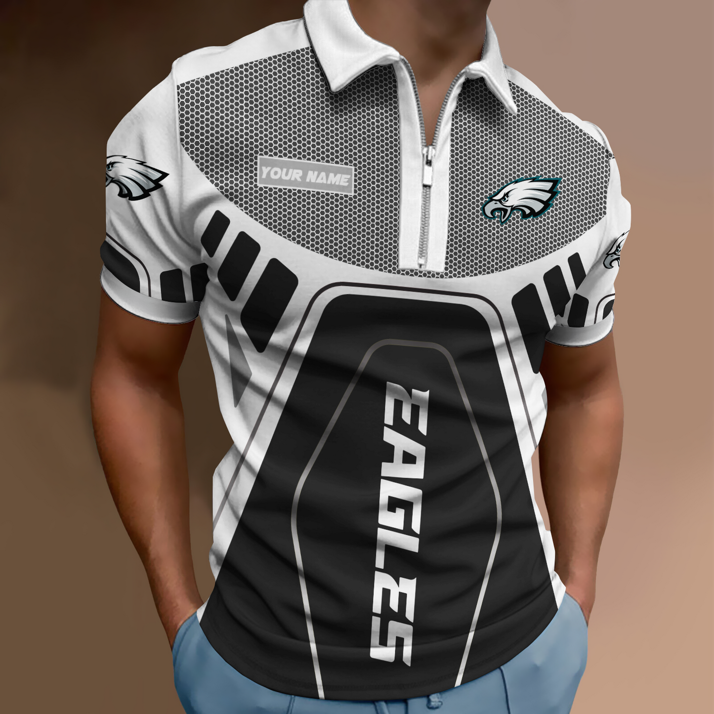 NFL Philadelphia Eagles Zipper Polo Shirt NDD