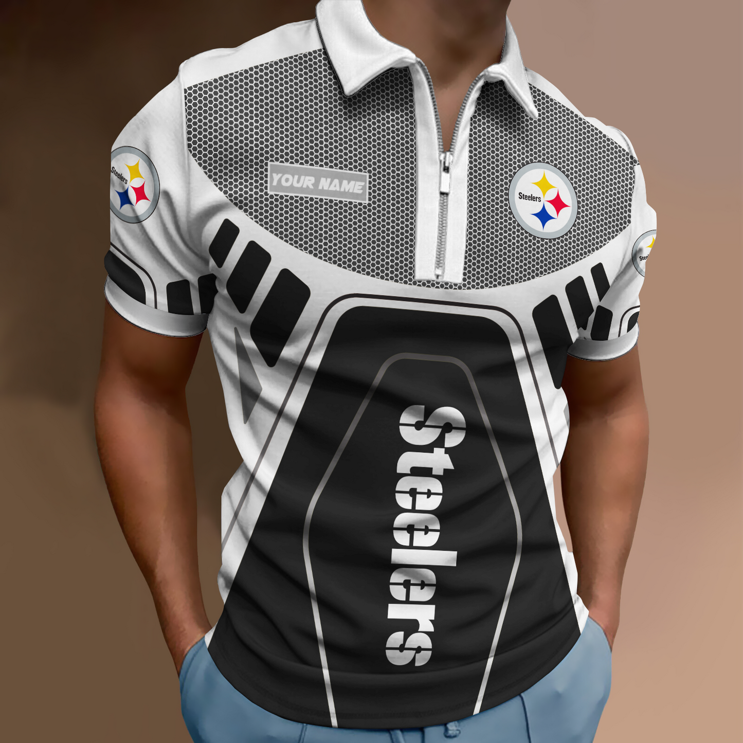 NFL Pittsburgh Steelers Zipper Polo Shirt NDD