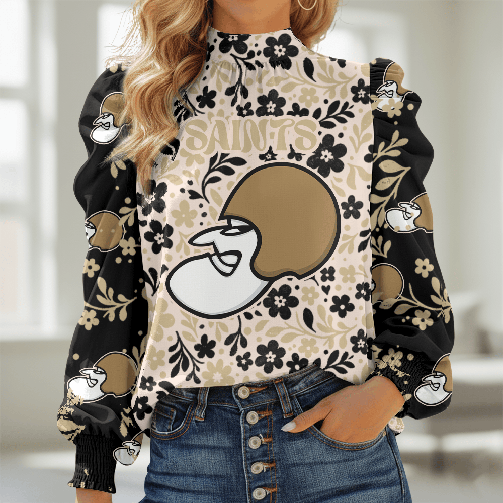 NOS NFL Women Puff Sleeve Blouse DDT NTL