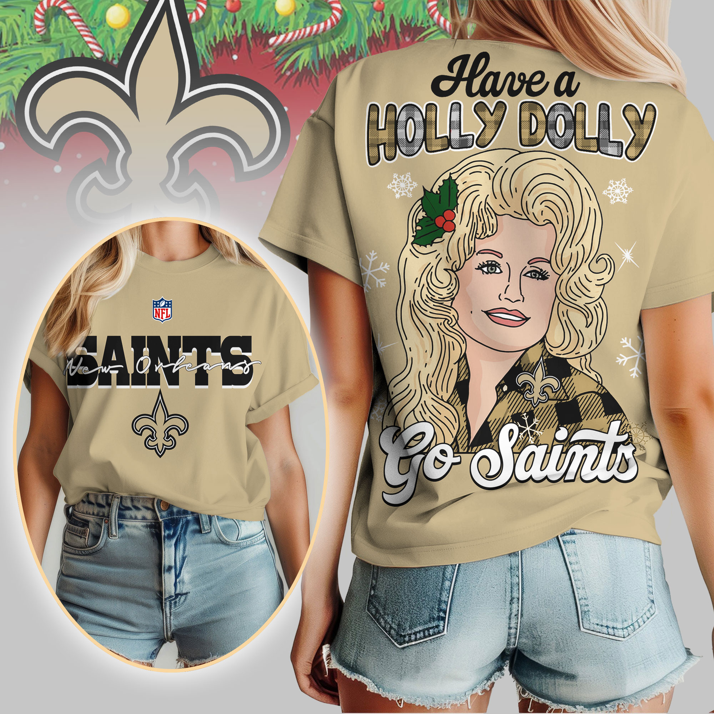 NOS Premium NFL Have A Holly Dolly Women Shirt DDT CTND