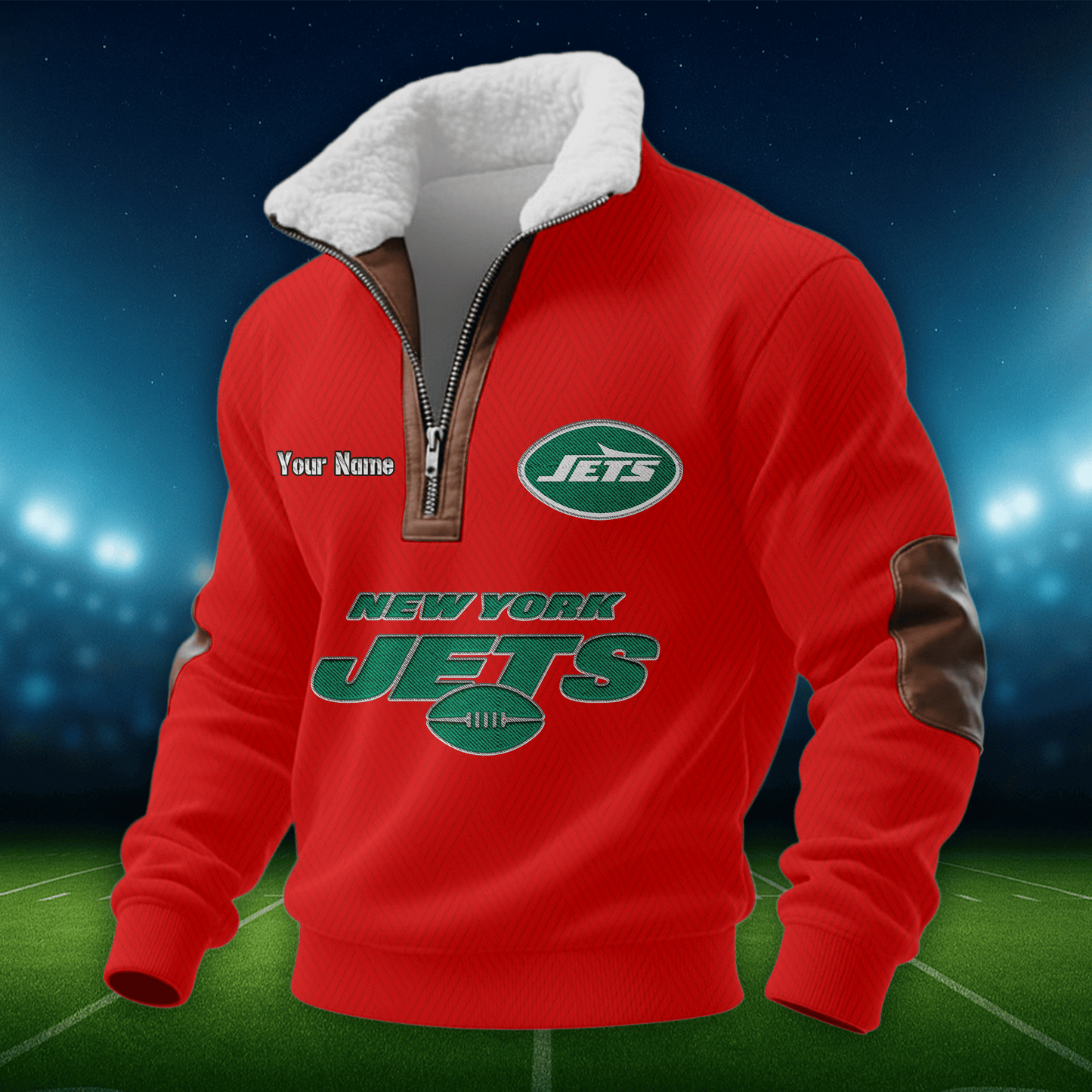 NYJ NFL Men Fur Collar Sweatshirt DDT CTND