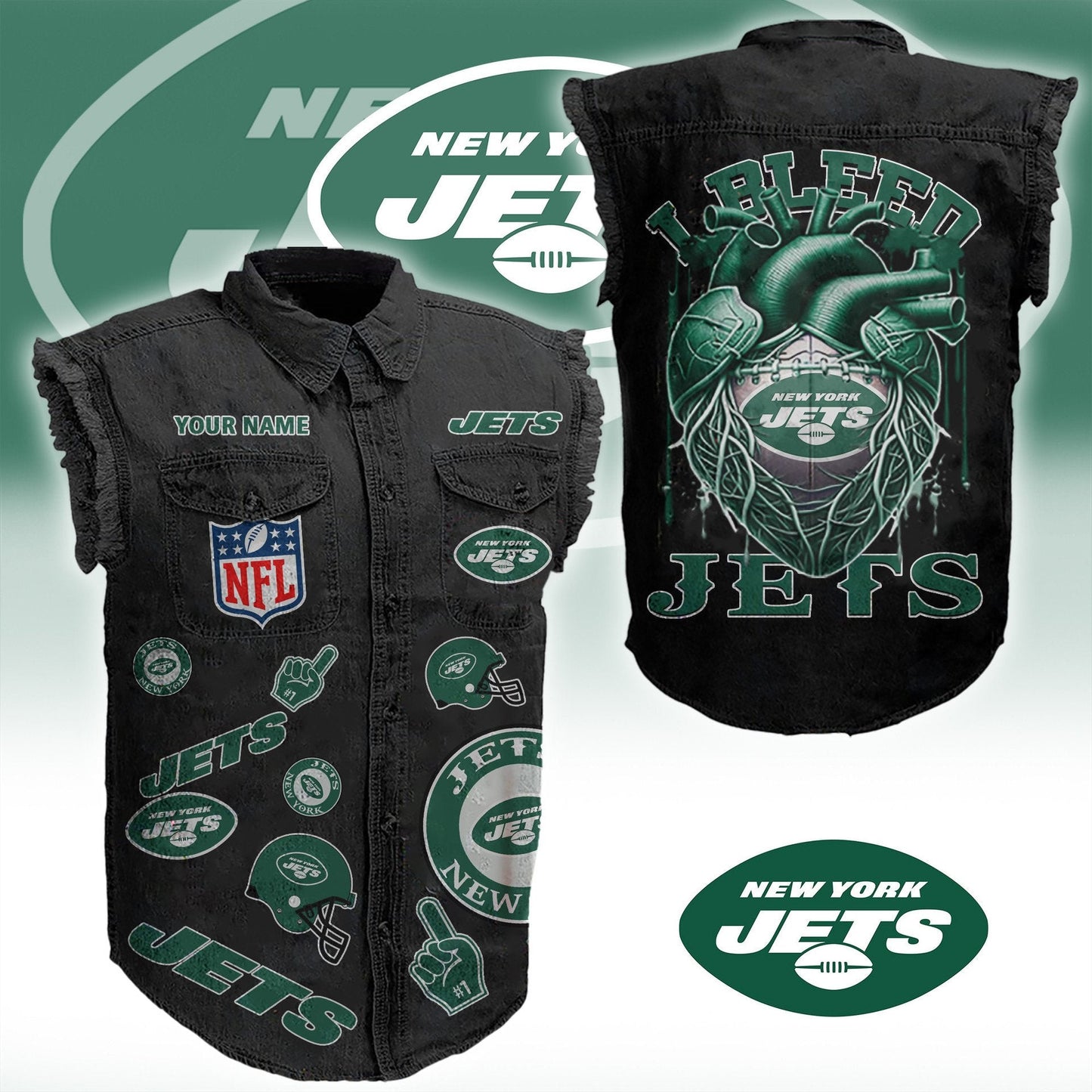 NYJ NFL Personalize Sleeveless Denim Jacket For Fan DDT CTND