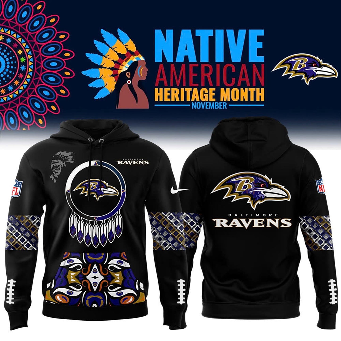 Native American Heritage Month Premium NFL X BAL Hoodie NDT NHM