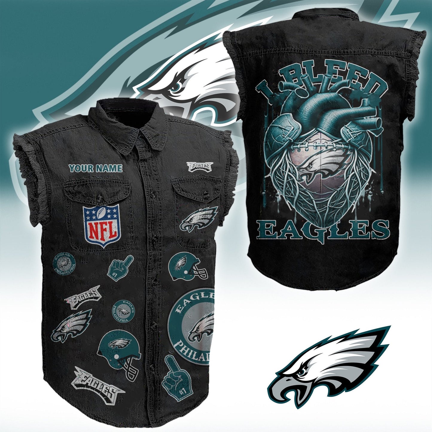 PE NFL Personalize Sleeveless Denim Jacket For Fan DDT CTND