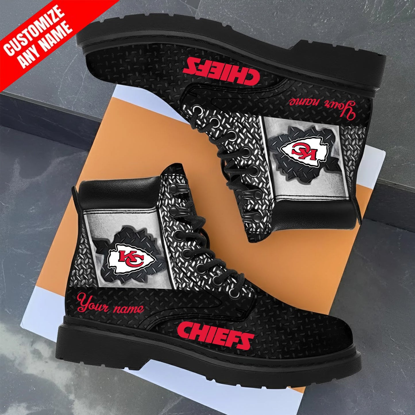 PREMIUM NFL X KC CUSTOME CLASSIC LEATHER BOOTS NDT NHM