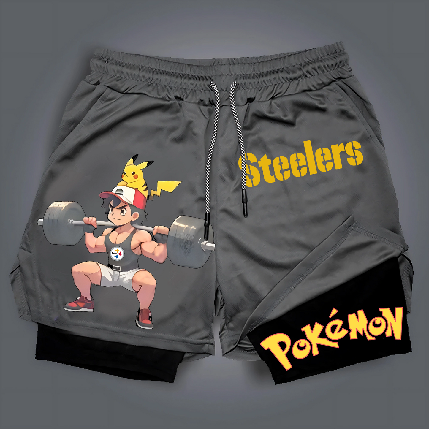 PREMIUM NFL X PIT Casual Pokemon Streetwear Double Layer Shorts NDT TDT125