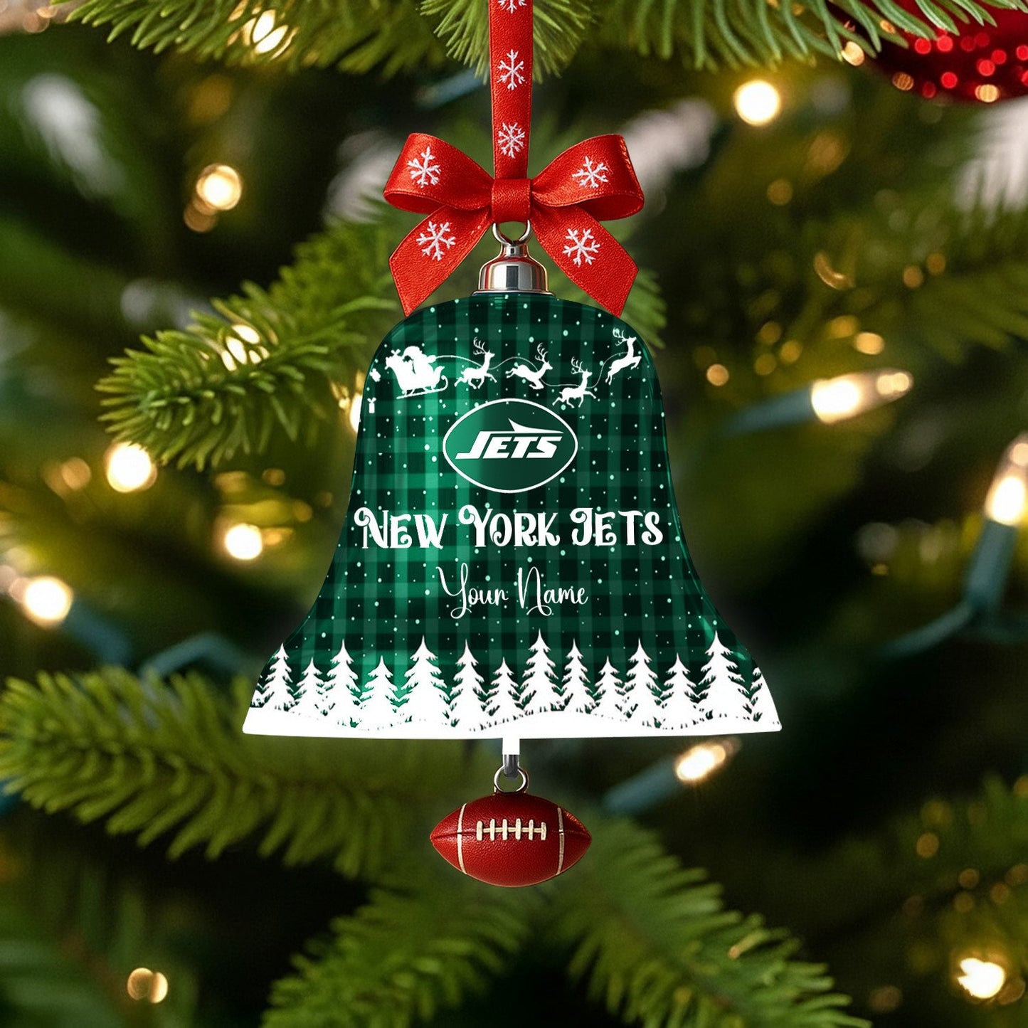 PREMIUM NFL X JETS Christmas Bell Ornament Custom Name NDT NHM 131125