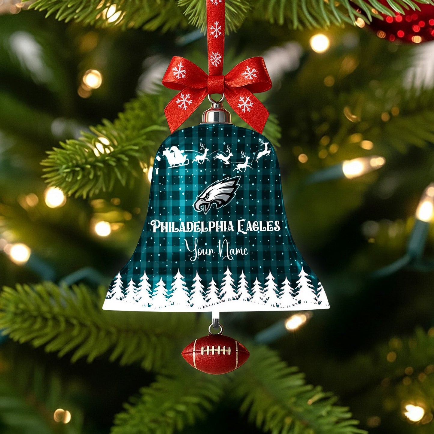 PREMIUM NFL X PHI Christmas Bell Ornament Custom Name NDT NHM 131125