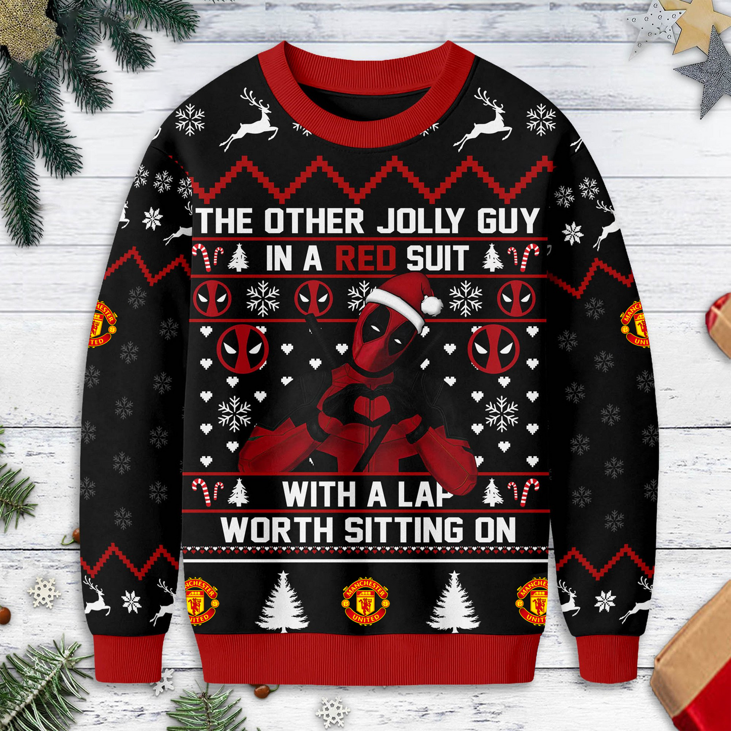 Premium EPL X MU Deadpool Christmas Ugly Sweater NDT TDT125