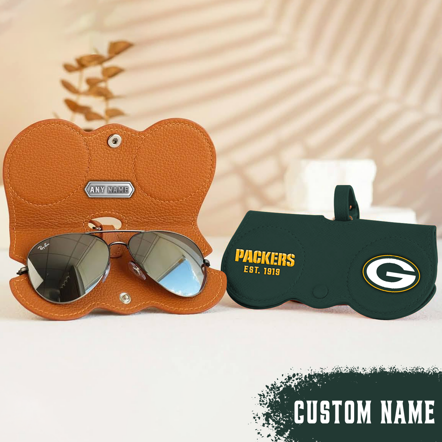 Premium Leather X NFL GB Folding Eyewear Case NDT TDT