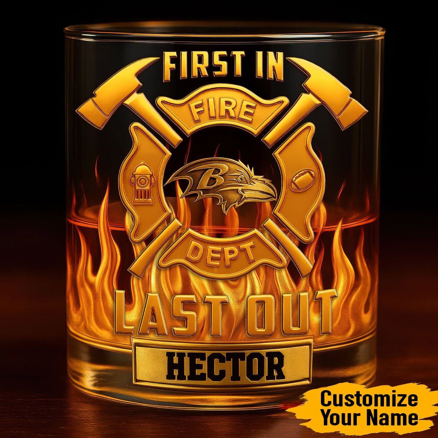 Premium NFL BAL First In Last Out Whiskey Glass V1 NMD NHM