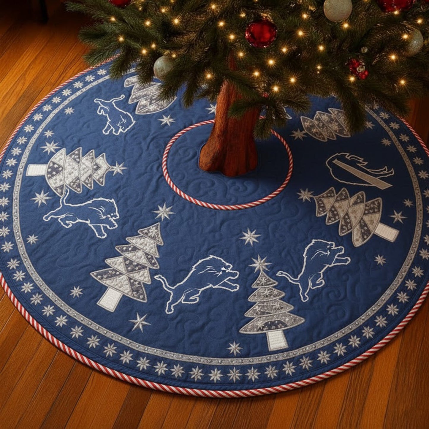 Premium NFL DET Chrismast Tree Skirt V2 NMD NHM