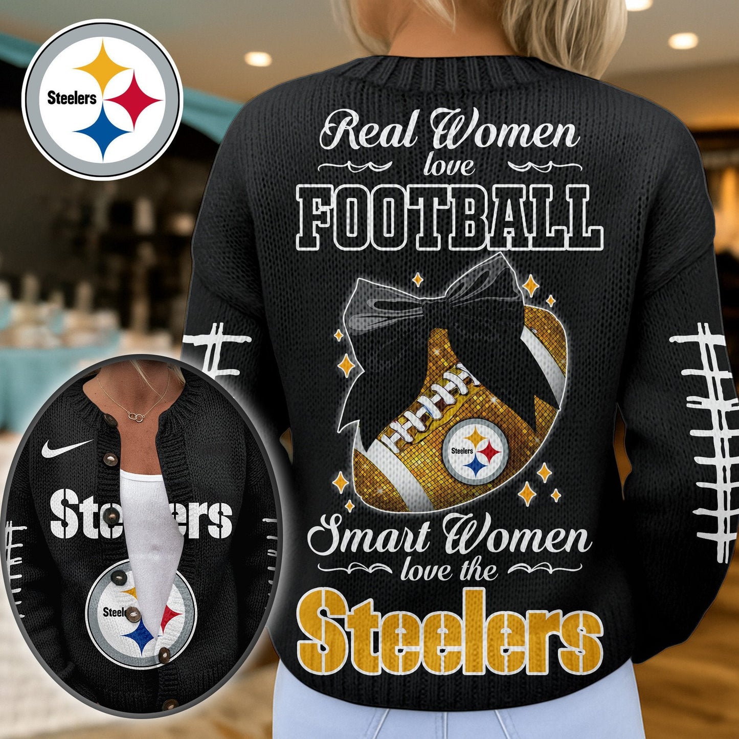 Premium NFL X PIT Smart Woman Love Football Cozy Split Knit Cardigan NDT NHM