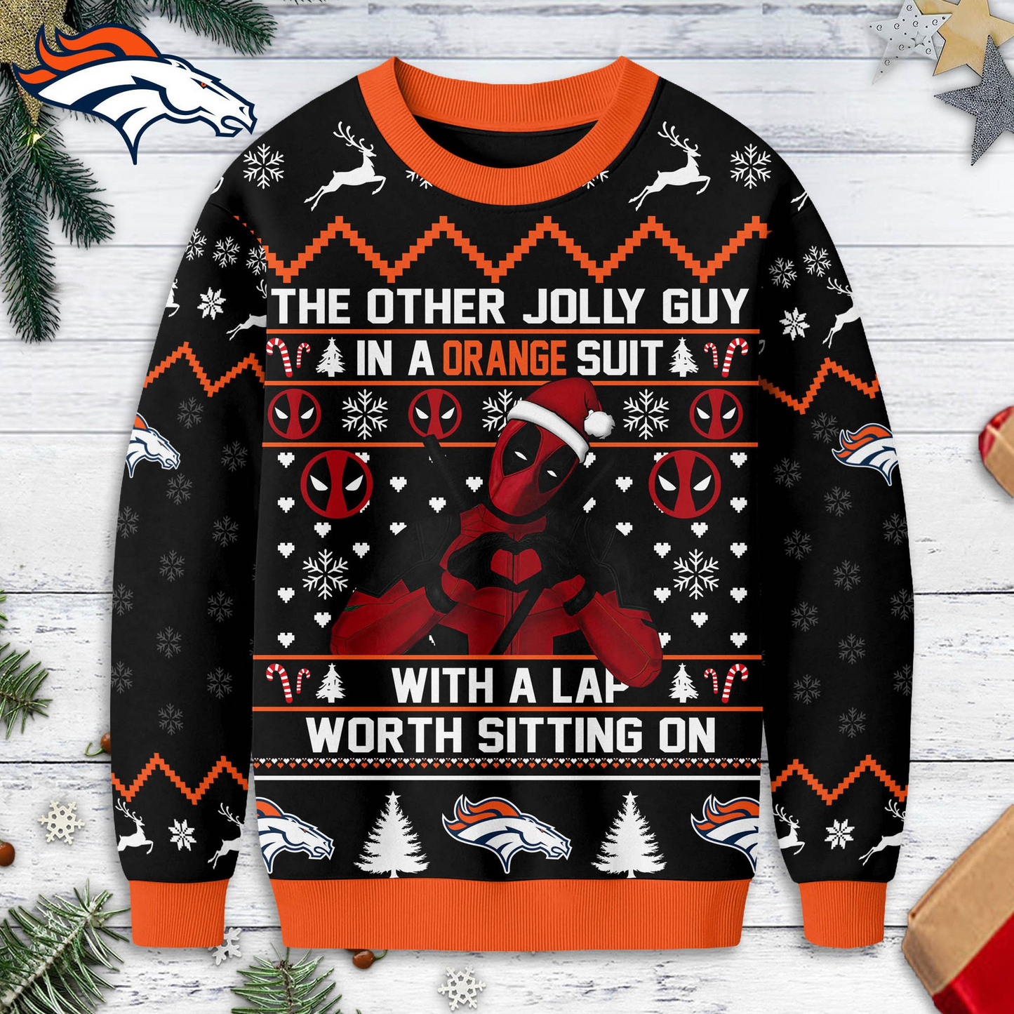 Premium NFL xDEN Deadpool Christmas Ugly Sweater NDT NHM 131125