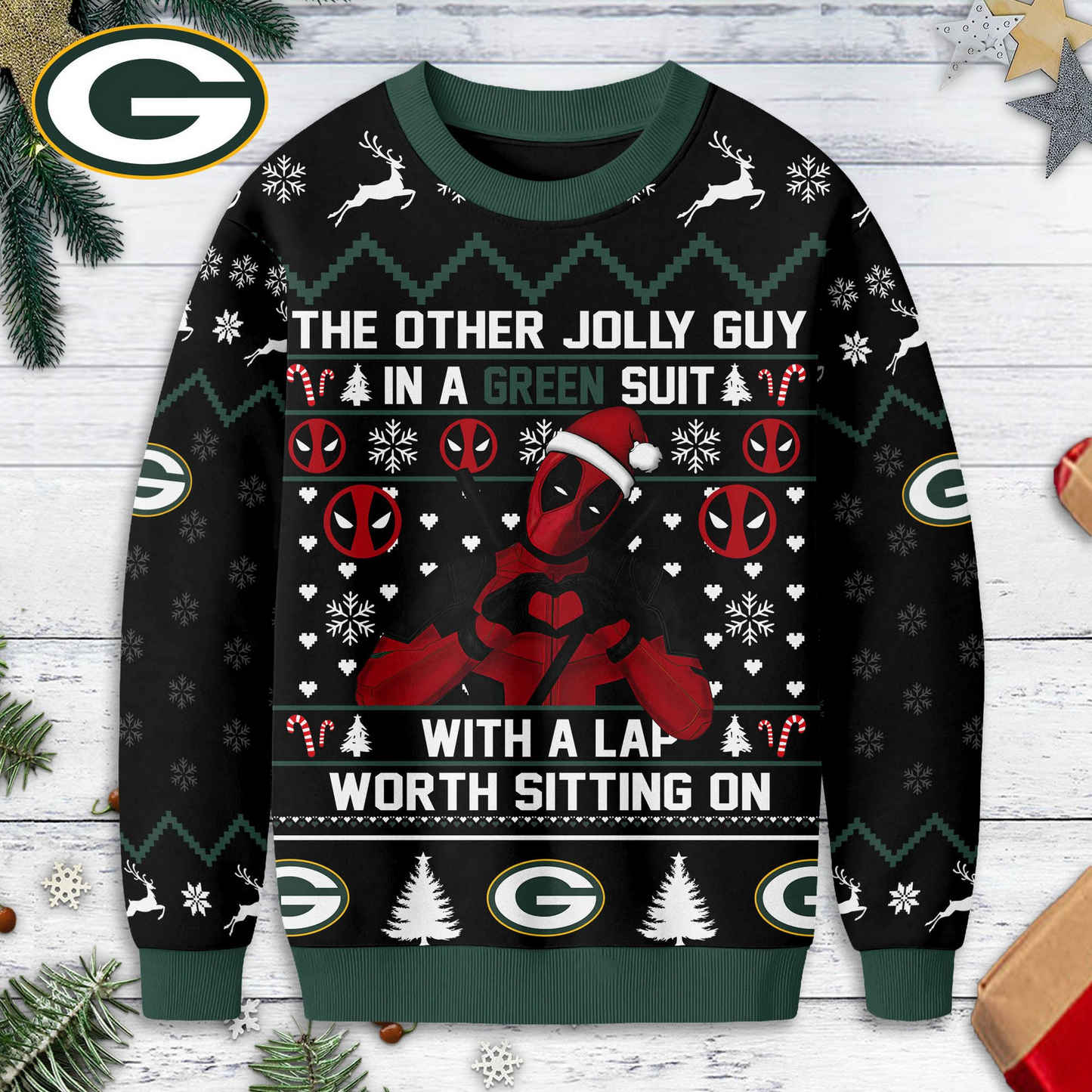 Premium NFL x GB Deadpool Christmas Ugly Sweater NDT NHM 131125