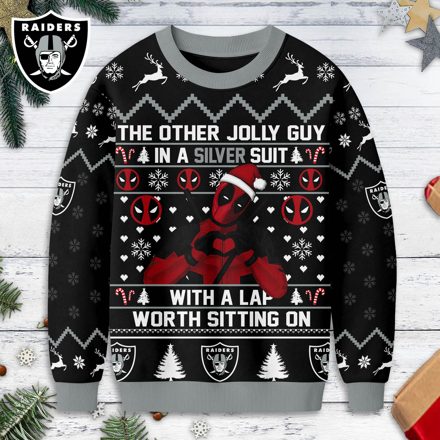 Premium NFL x RAI Deadpool Christmas Ugly Sweater NDT NHM 131125