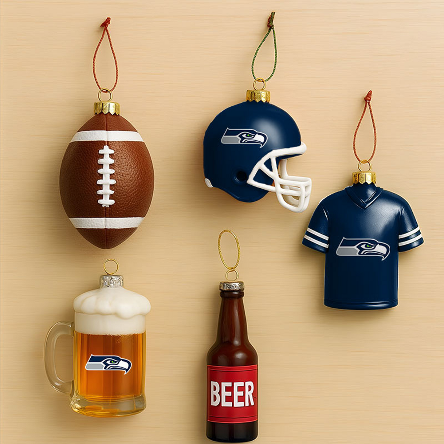 SEA x NFL Football Combo Set 5 Acrylic Ornament For Home Decor DatND DVT